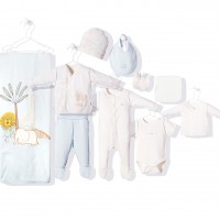 Bebetto 10 dalių kraitelė naujagimiui dežutėje "Dykuma" ( pieno - melsvos spl.)