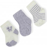 Kojinės kūdikiui (3 vnt.) ( balta/pilka) Lapė