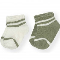 Kojinės kūdikiui (2 vnt.) (balta/žalsva) "Dryžiukai"