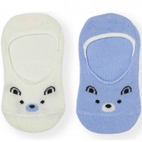 Trumpos kojinės kūdikiui (2 vnt.) (balta/melsva) "Meška"