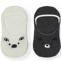 Trumpos kojinės kūdikiui (2 vnt.) (balta/tamsiai pilka) "Meška"