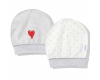 Bebetto 2 kepuryčių komplektas naujagimiui "Myliu mamą, myliu tėtį"