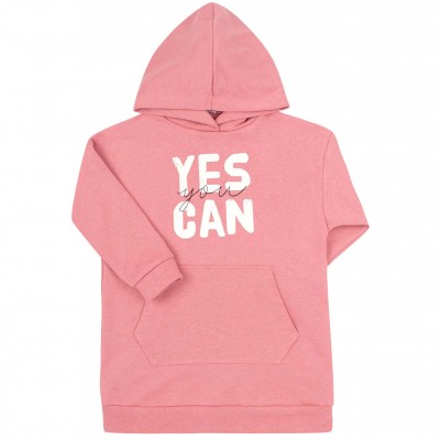 Prailgintas džemperis Yes you can (rausvas)