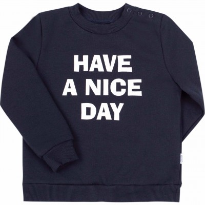 Šiltas džemperis (su pūkeliu) Have a nice day (tamsiai mėlynas) 