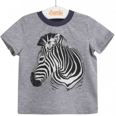 Marškinėliai berniukui "Zebra" pilka
